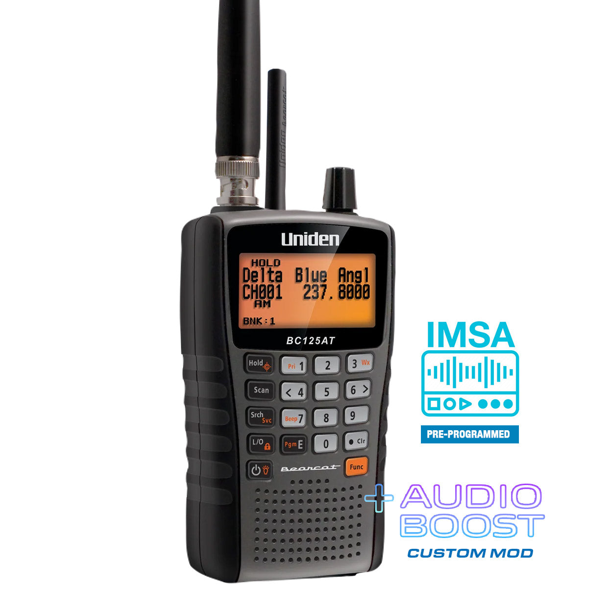 Uniden BC-125AT 500 Channel Scanner + Audio Boost Mod - Programmed for IMSA | Racing Radios